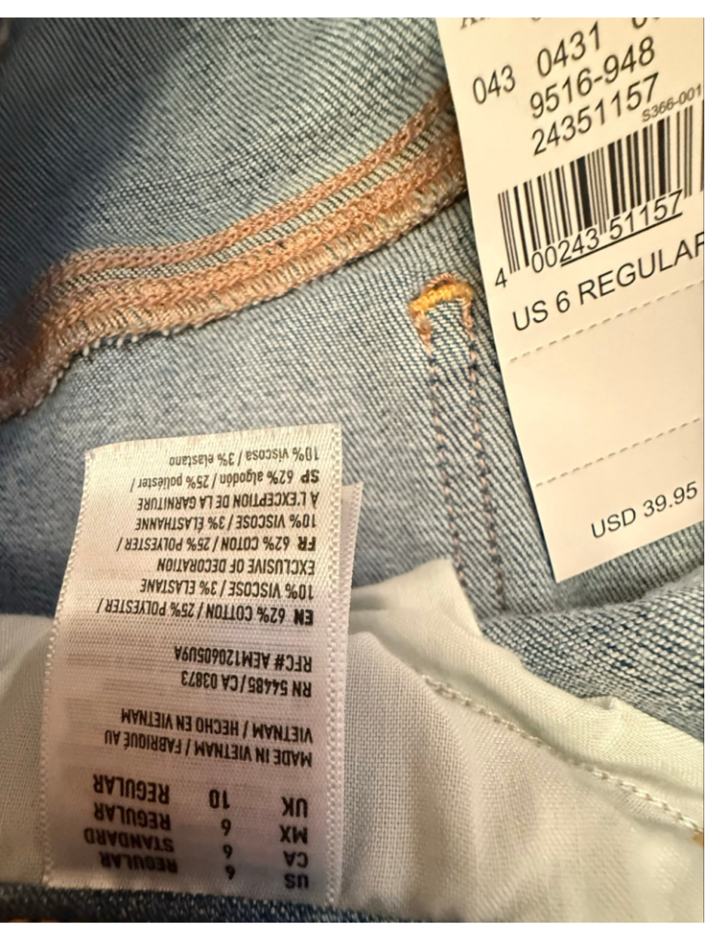 American Eagle Skinny Jeans Jeggings Size 6 Blue NWT - Picture 13 of 16